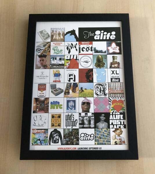 kj ★額装品 ★ alife B5サイズ額入り ポスター風デザイン 貴重イラスト supreme KUBRICK 広告 ストリート アートフレーム フィギュア