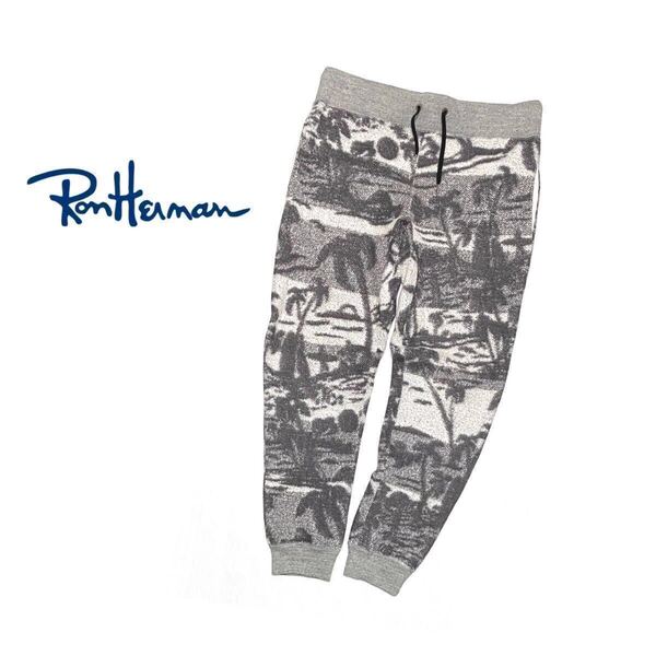 パームツリー柄 総柄★Ron Herman フリース スウェットパンツ グレー系マルチ★RHC ロンハーマン ジョガーパンツ イージーパンツ ボトムス