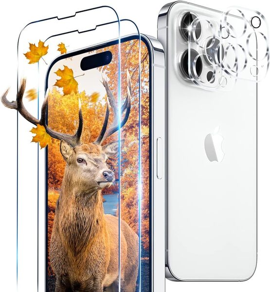 【2+2枚セット】 用 iPhone14 Pro ガラスフィルム 2枚 iPhone14 Pro フィルム + 2枚 カメラ保護フィルムセット L10