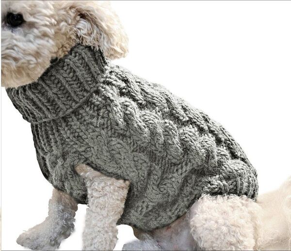 グレー セーター XL犬服 ハイネック ドッグウェア ニット かわいい ペットグッズ