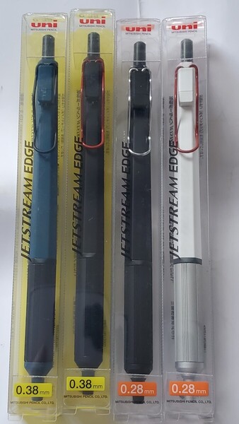 未開封4本セットジェットストリームエッジ JET STREAM EDGEボールペン黒芯極細0.28mm紺 白赤2本 0.38mm青 黒赤2本 SXN-1003 uni三菱鉛筆
