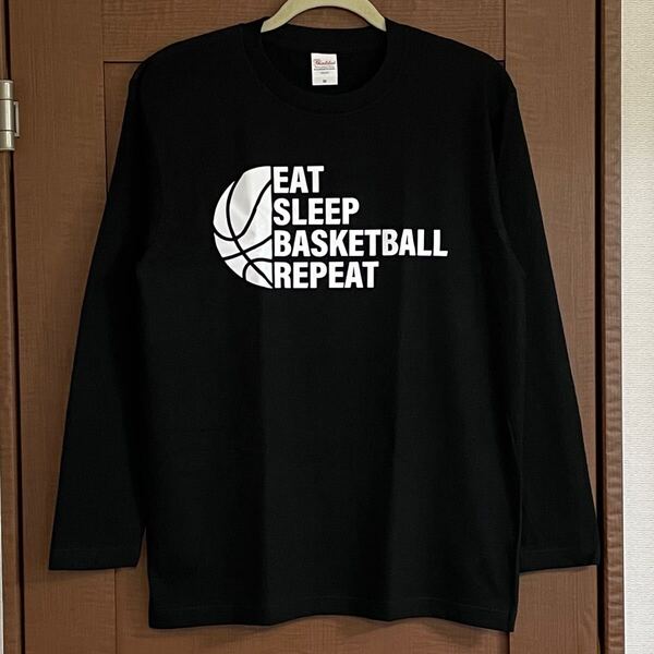 Tシャツ バスケ Mサイズ 長袖 メンズ レディース ティシャツ ロンT おもしろ バスケットボール ブラック