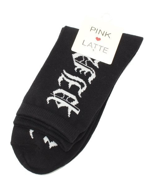 新品 PINK-latte オールドイングリッシュロゴソックス ブラック(019) 22~24㎝ 定価550円