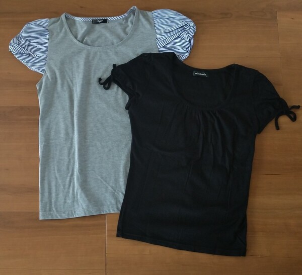 レディース トップス カットソー 半袖Tシャツ 無地 丸首 L