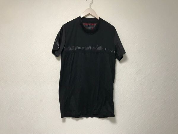 美品本物コウシンサトウKOHSHINSATOHコットンレーヨンリネン麻デザインドレス光沢半袖TシャツメンズドレスL黒ブラック48日本製