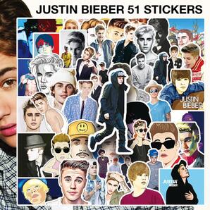 ジャスティン・ビーバー ステッカー 51枚セット PVC 防水 シール Justin Bieber ポップ ミュージシャン 歌手 シンガーソングライター