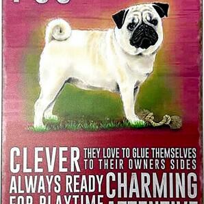 パグ ブリキ看板 20cm×30cm 犬 いぬ イヌ ペットブリーダー ペットグッズ インテリア 犬種 サインボード