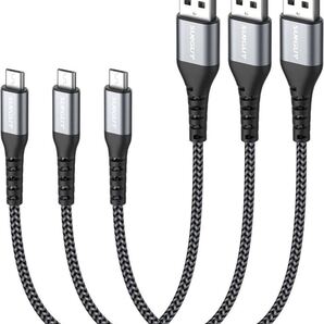 MicroUSBケーブル3本組BB791 SUNGUY 0.3M QC3.0/2.0 最大18W急速充電 USB2.0高速データ転送 マイクロusbケーブル 高耐久性 ナイロン編み