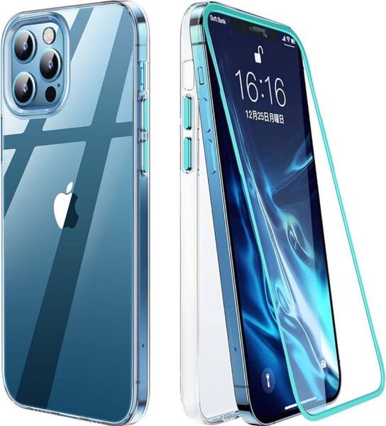 iPhone12 360°ケース BB1475 iPhone12/12 Pro 6.1インチ iPhoneフルカバー 超薄 耐衝撃 ワイヤレス充電 クリア レンズ保護 ガラスパネル