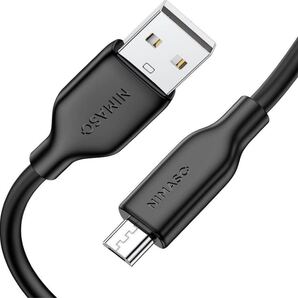 MicroUSBケーブル BB1279 1m ブラック マイクロ アンドロイド充電ケーブル シリコン素材 断線防止 USB 2.0 2.4A急速充電NIMASO