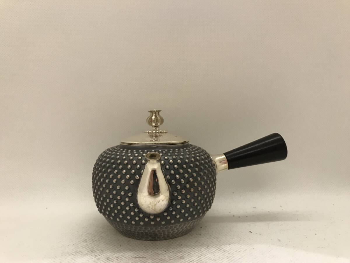 急須 純銀 横手急須 煎茶 煎茶道具 純銀製 霰打 重量124g|銀製 急須 純銀 横手急須 煎茶 煎茶道具 純銀製 霰打 重量124g|銀製