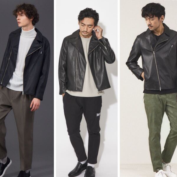 ABAHOUSE GRAY アバハウス men's メンズ アウター ネオレザー セミダブル ライダース ジャケット size:48(L)collar:BLK ブラック