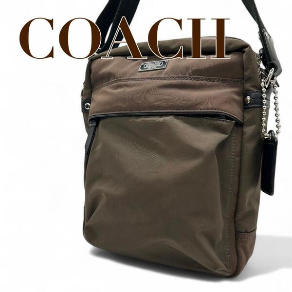 コーチ ショルダーバッグ T6 ナイロン 茶色 ブラウン 70204 COACH