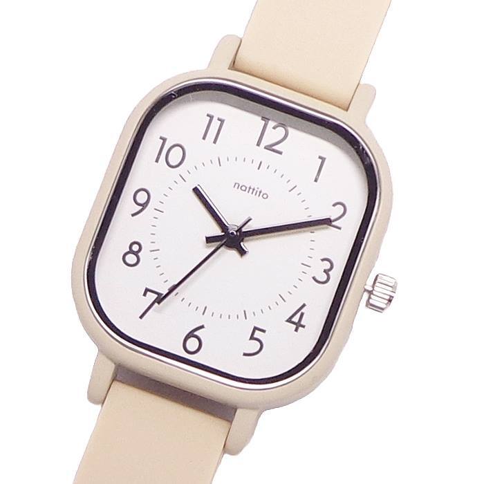 レディース 腕時計 シリコンベルト YM121-1 ベージュ クォーツ 3針 角