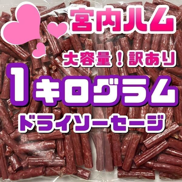 宮内ハム 大容量!訳ありドライソーセージ 1kg(500g × 2袋セット)