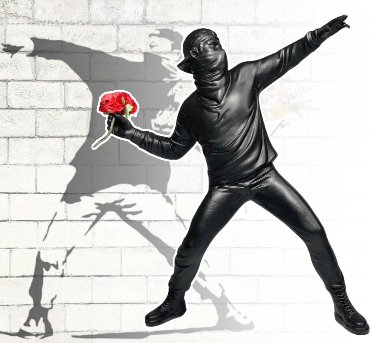 Banksy Flower Bomber Resin Figurine Modern England Street