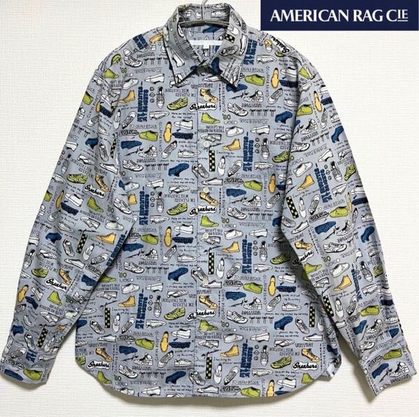 【新品】AMERICAN TAG CIE アメリカンラグシー ①ストリートウォールペイント調スニーカー柄 長袖シャツ ゆったりシルエット