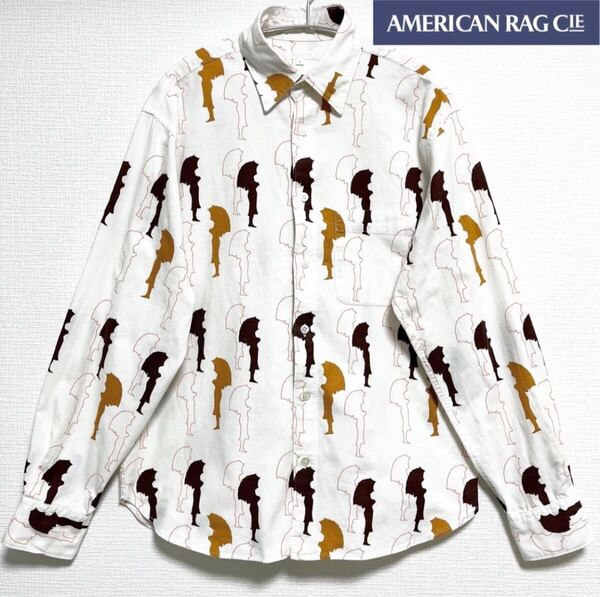 【超美品】AMERICAN RAG CIE アメリカンラグシー③アメリカ製ヴィンテージ生地使用 アンブレラ総柄長袖シャツ ゆったりシルエット