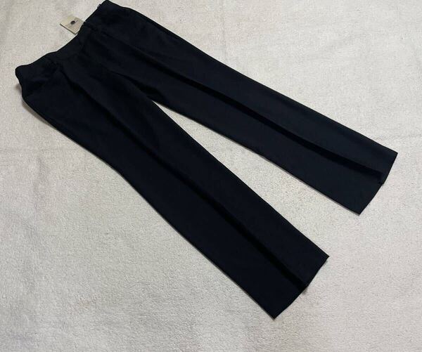 ◇新品W80◇ベーシック*ストレッチセンタープレスパンツ*黒*大きいサイズ*股下76
