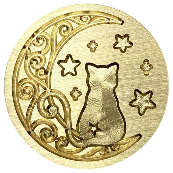 【人気商品】25mm シーリングワックス 【デザイン豊富】 ヘッドのみ ヘッド シーリングスタンプ (03.月夜の猫) SREGI