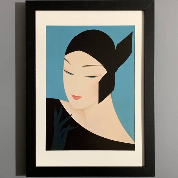 ■鶴田一郎■「文藝春秋 目次カット 1993」/B5額装品/美人画/貴重イラスト/印刷物/インテリア G1289