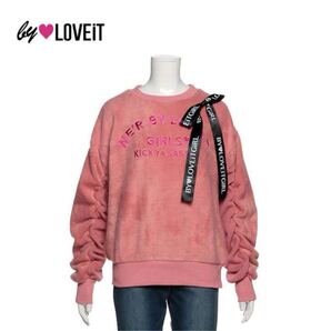 新品同様バイラビット(by LOVEiT)リボンつきロゴ刺しゅう入りデザイントレーナー 定価5390円 ナルミヤ 起毛 スウェット 140