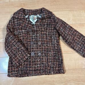 新品 RAGMARTラグマート 上品ツイードPコート 100 ガーリーフォーマル8400円 ジャケット ピーコート ナチュラル系 女の子 子供服