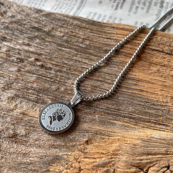 コインネックレス*ラウンドベネチアンチェーン シルバー*ステンレスネックレス*サージカルステンレス316L*金属アレルギー対応*