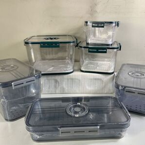 ★未使用★家庭保管品★ メーカー 詳細不明 少し大きめ 密閉容器 6点 まとめ デリキーパー 密閉蓋&ドリップトレイ付き