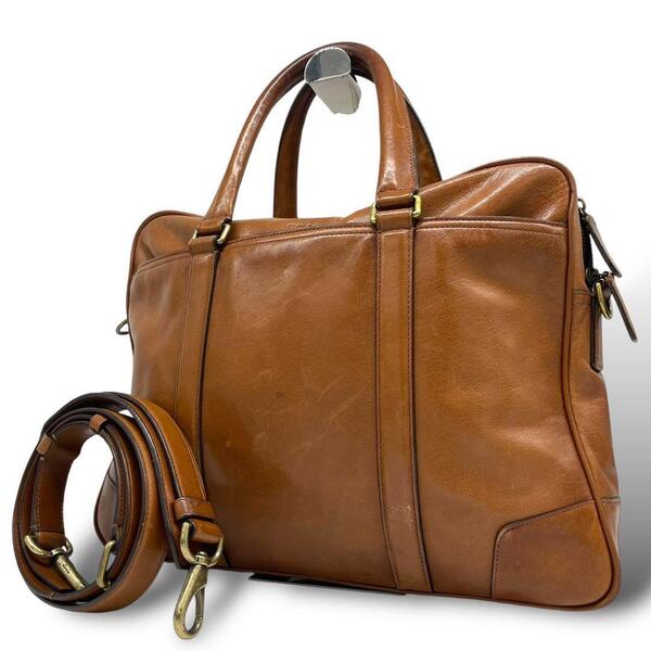 美品 COACH コーチ ブリーカー スリム 2way ビジネスバッグ ブリーフケース ショルダー ブラウン 通勤 書類カバン