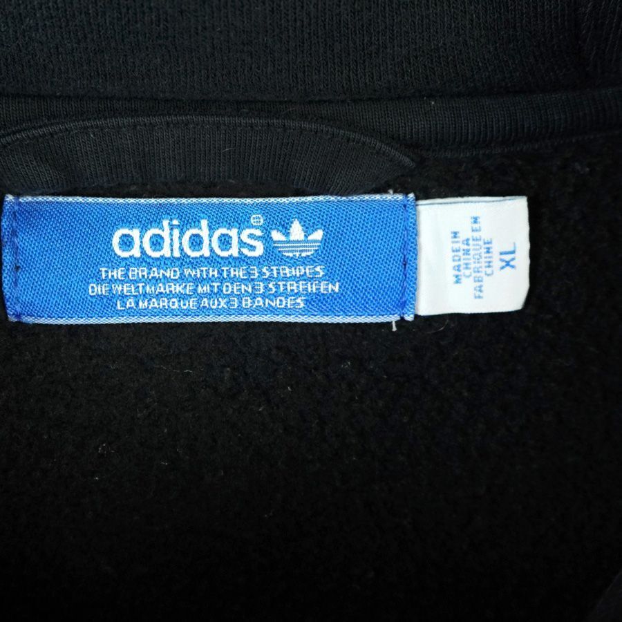 アディダスオリジナルスAdidasoriginalsジップアップパーカーフーディ黒ブラック白ホワイトトレフォイルロゴプリントvintage40312 アディダスオリジナルスAdidasoriginalsジップアップパーカーフーディ黒ブラック白ホワイトトレフォイルロゴプリントvintage40312