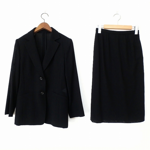 美品 レリアン ロロピアーナ生地 スーツ スカート サイズ11 L ブラック 美品 レリアン ロロピアーナ生地 スーツ スカート サイズ11 L