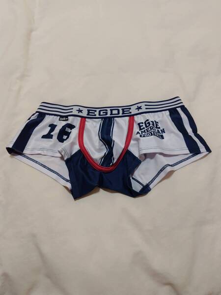 送料無料 新品 未使用 ★☆ EGDE ☆★(エッジ) AMERICAN FOOTBALL ロウライズ ボクサーパンツ 白/ネイビー系 L