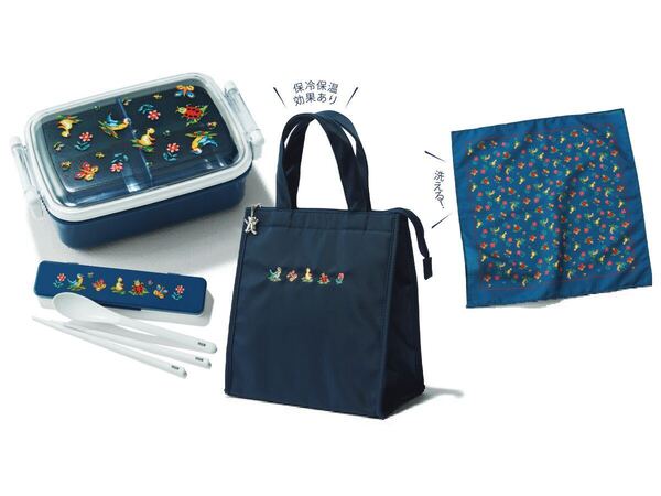 ☆学校フェイラー☆ハイジ☆保冷保温ランチバッグ&ランチボックス&カラトリーセット&ランチクロス☆4点セット☆ネイビー☆弁当箱☆箸☆