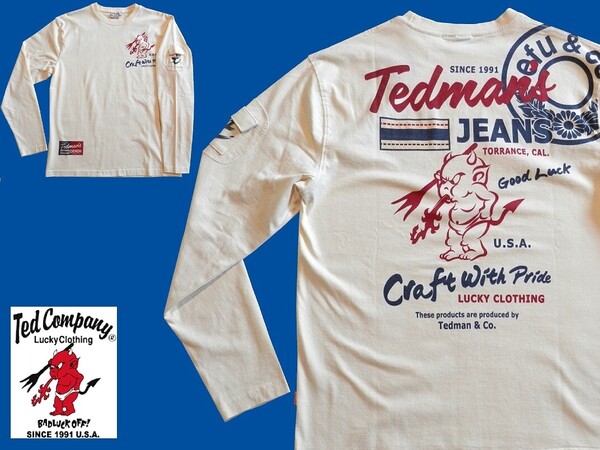テッドマン/TEDMAN/Lサイズ/長袖Tシャツ/TDLS-351/オフホワイト/エフ商会/新品/送料無料/アメカジ/バイカー