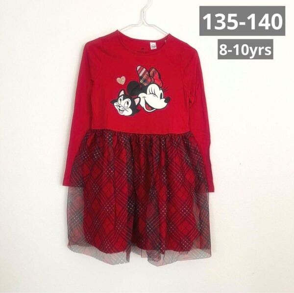 新品★H&M×Disney ミニー&フィガロ 赤チェックワンピース★135-140 ディズニー クリスマス