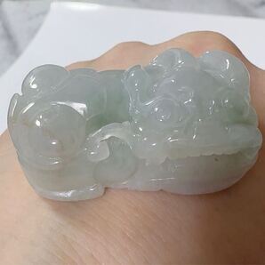 R2-0156 天然本翡翠 Aジェット 貔貅ペンダント 一品一図 天然石 一点物 希少 縁起物 お守り パワーストーン 彫刻 翡翠 彫刻