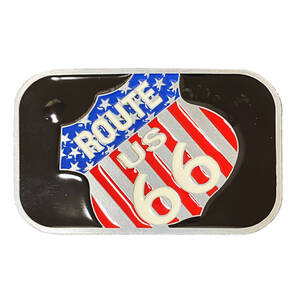 ◆新品/匿名配送◆ ベルトバックル のみ メンズ レディース カジュアル ヴィンテージ 車バイク系 ルート66 スクエア 黒ブラック