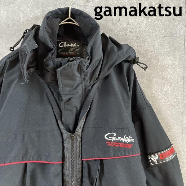 Gamakatsuフィッシングジャケット アウターゴアテックス 黒 M程度K3