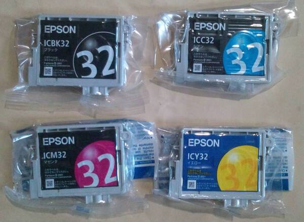 IC4CL32 期限不明 純正 エプソン EPSON ICBK32 ブラック ICC32 シアン ICM32 マゼンタ ICY32 イエロー IC32 ひまわり ep