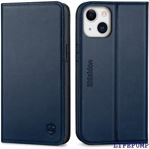 SHIELDON iPhone13 対応 ケース 手帳 1インチ スマホケース 5G 202発売 ネイビーブルー 455