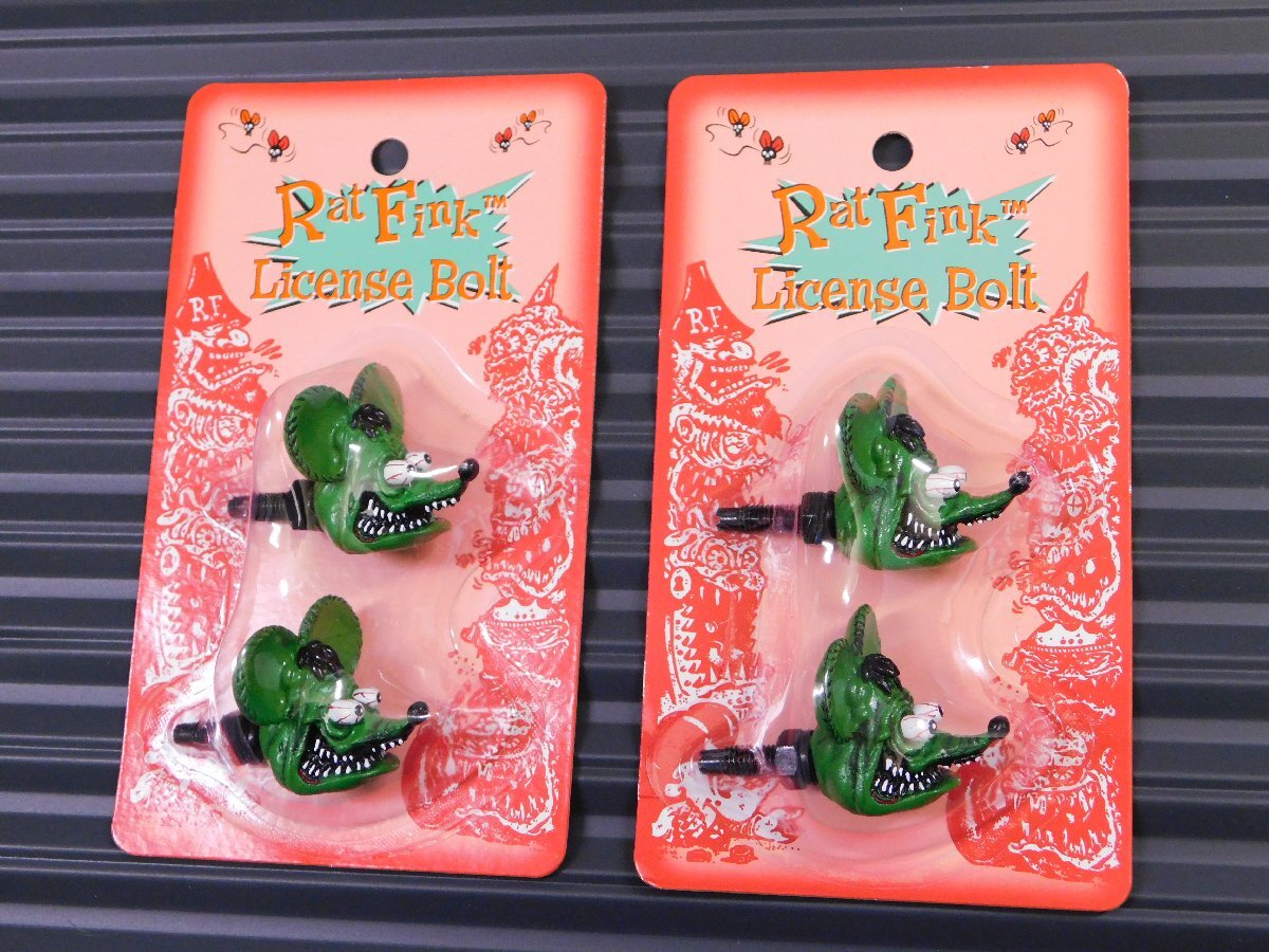 ◆送料無料◆【Rat Fink・ラットフィンク】※《ヘッド ライセンスボルト 4個入り / グリーン》 RAF264GR MOONEYES ムーンアイズ