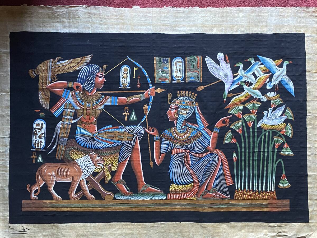 □希少□古代エジプトパビルス絵画□肉筆□復刻版□工芸品□本物