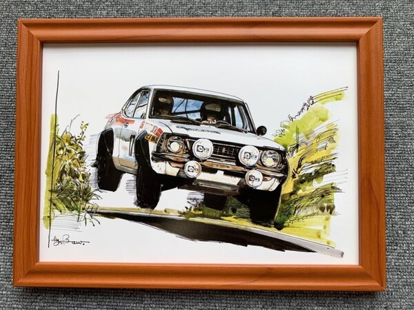 ■BOW。池田和弘『Toyota Corolla Levin』B5サイズ 額入り 貴重イラスト 印刷物 ポスター風デザイン 額装品 アートフレーム 旧車