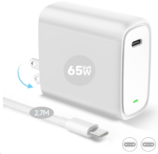 RAAVEE PD充電器 65W Type-C 急速充電 USB-C 2.7mケーブル GaN採用 PD3.0 QC3.0 PSE認証済 新品 送料込み