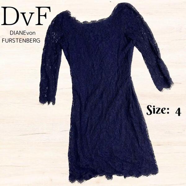 DIANE VON FURSTENBERG ドレス ワンピース ネイビー 美品