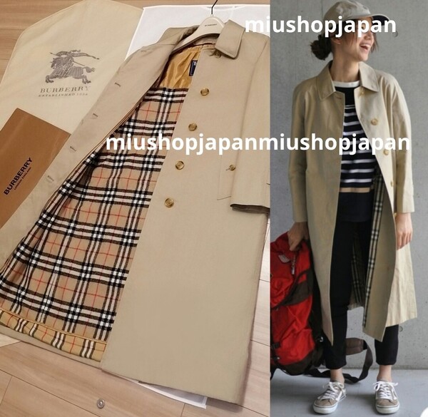 本物上質● ヴィンテージ バーバリー BURBERRY トレンチコート ベージュ ノバチェック ステンカラーコート Burberrys バーバリーズ M