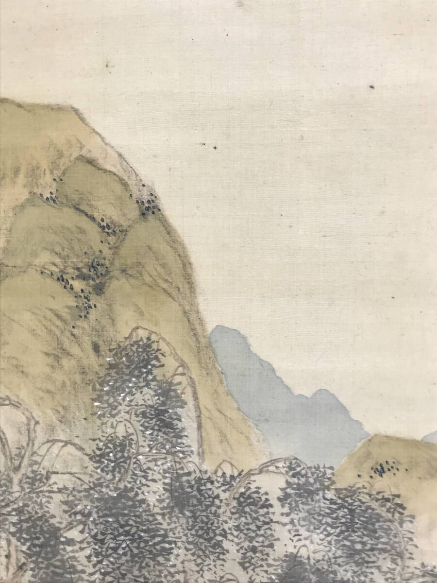 真作/田能村竹田/春晩渡江図/画賛/山水図/掛軸☆宝船☆AH-503 真作/田能村竹田/春晩渡江図/画賛/山水図/掛軸☆宝船☆AH-503