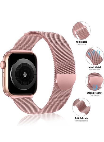 Apple Watch ミラネーゼループ アップルウォッチ 金属バンドステンレススチール 38/40/41mm ピンクゴールド