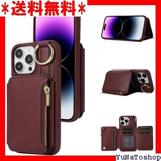 ★ J.DL iPhone 13 ケース ストラップケース スマホケース 携帯カバー 写真入りポケット ワインレッド 167
